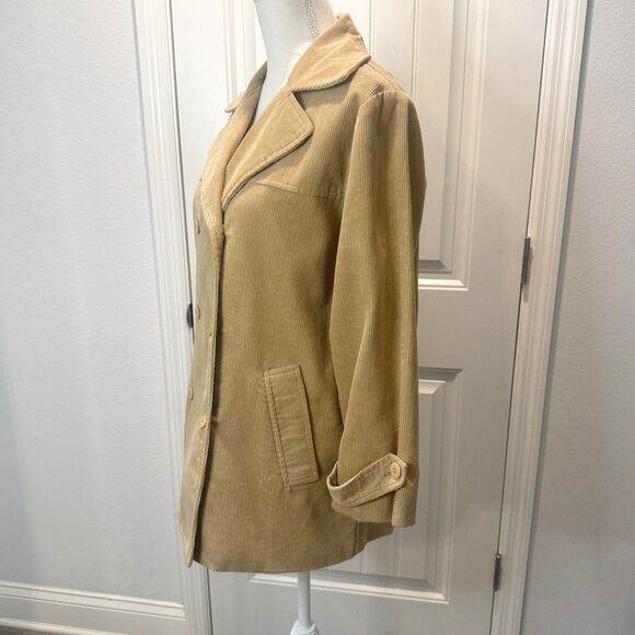 AT Denim Corduroy Jacket Women's Tan Mid Length Size Small Button Front - Picture 4 of 13